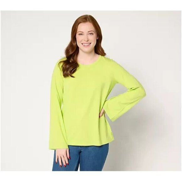 Belle by Kim Gravel Primabelle Knit Belle Sleeve Top Lime Citrus Medium A679778 - Picture 1 of 1